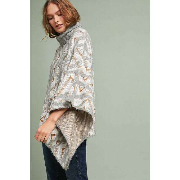New Anthropologie Chevron Turtleneck Poncho by Sita Murt Retail $283 One Size OS - Picture 1 of 5